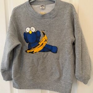 Uniqlo x Kaws Kids Grey Sweatshirt with Blue Graphic and Yellow Banana